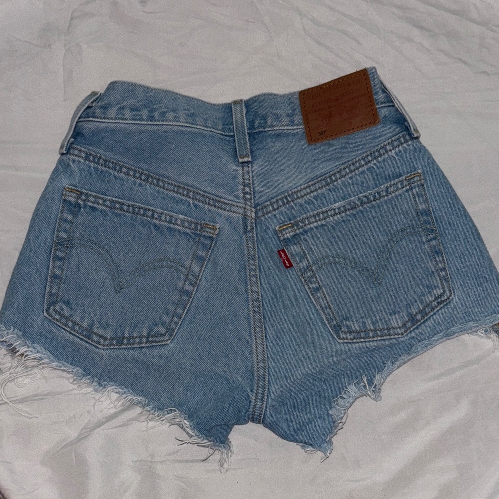 Vintage Levi's Light Blue Frayed Hem Jean Shorts